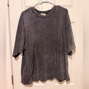 Zenana Black Charcoal Mineral Wash Short Sleeve Tee